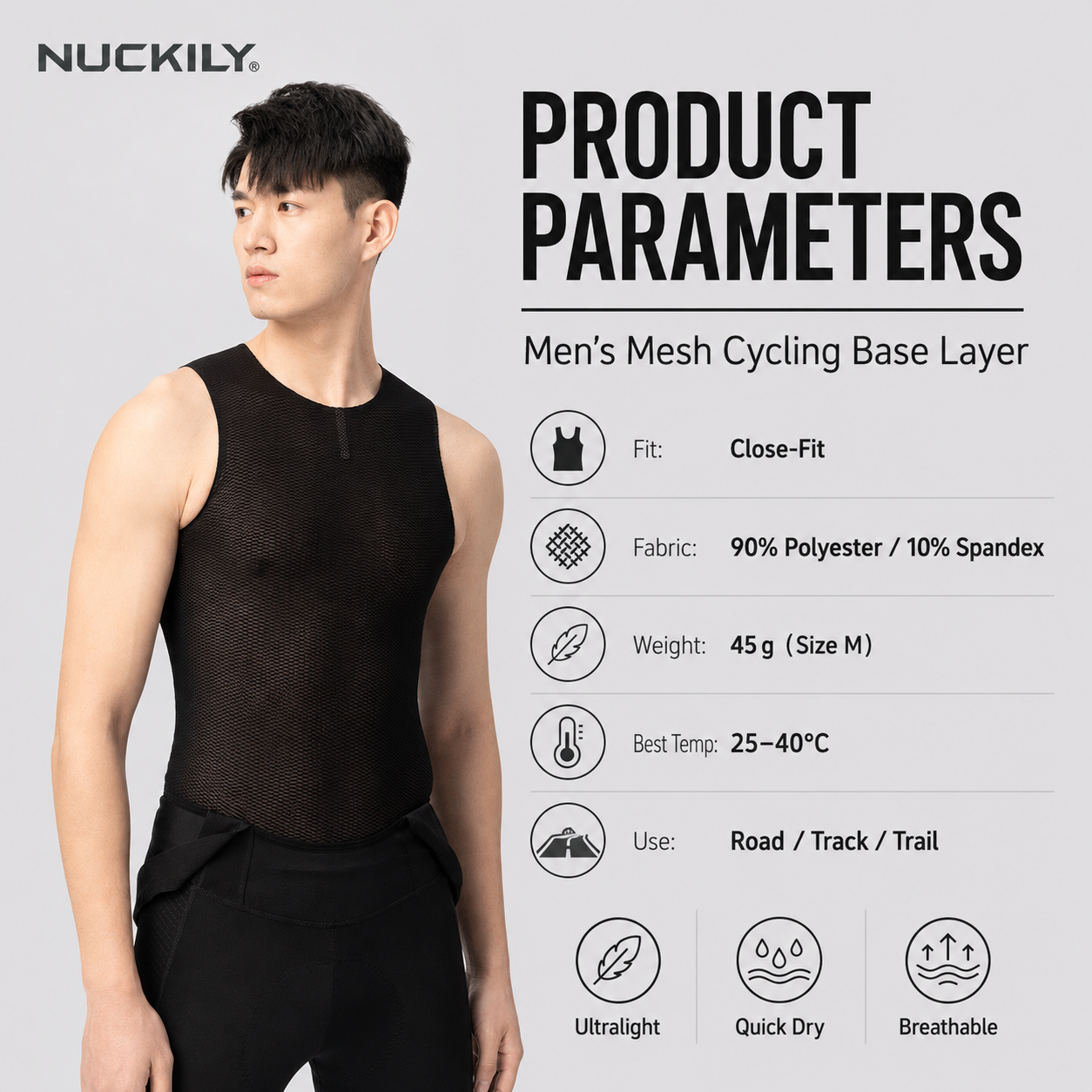 NUCKILY Men Cycling Base Layer - Sleeveless Undershirt recensione e prezzo