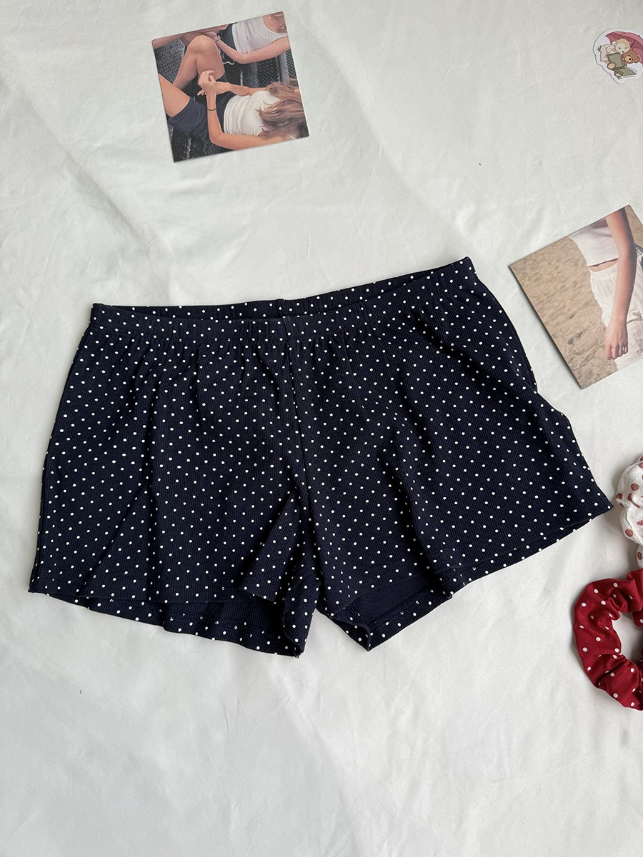 Navy Dot Ribbed Shorts Sets Wo - Tank Top Ribbed recensione e prezzo